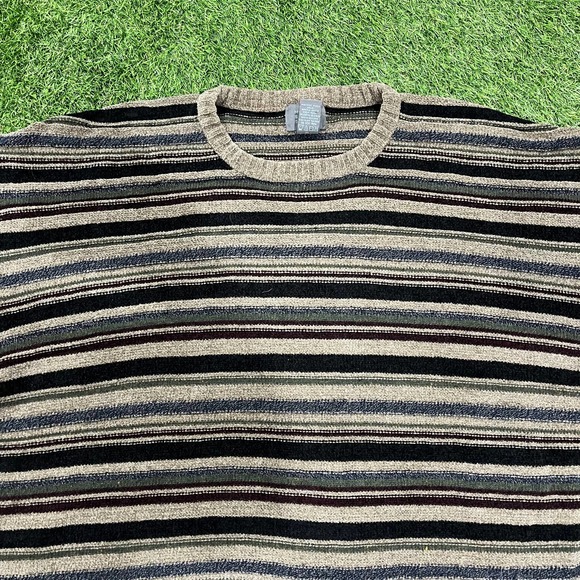 Vintage Mens Mercer Street Studio Horizontal Striped Fuzzy Sweater - Picture 2 of 4